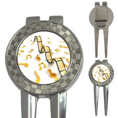 Isolated Three Dimensional Negative Roll Musical Notes Movie 3-in-1 Golf Divots by Mariart