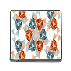 Make Tessellation Fish Tessellation Blue White Memory Card Reader (square) by Mariart