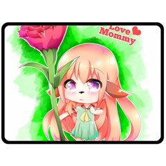 Happy Mother s Day Furry Girl Fleece Blanket (large)  by Catifornia