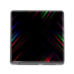 Streaks Line Light Neon Space Rainbow Color Black Memory Card Reader (square) by Mariart