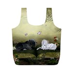 Wonderful Whte Unicorn With Black Horse Full Print Recycle Bags (M)  Back