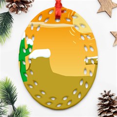 Sunrise Sunset Desert Sun Light Orange Ice Snow Oval Filigree Ornament (two Sides) by Mariart