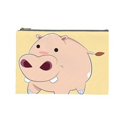 Happy Cartoon Baby Hippo Cosmetic Bag (large)  by Catifornia