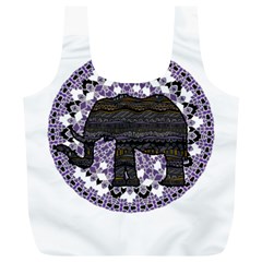 Ornate Mandala Elephant  Full Print Recycle Bags (l)  by Valentinaart