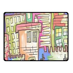 A Village Drawn In A Doodle Style Double Sided Fleece Blanket (small)  by BangZart