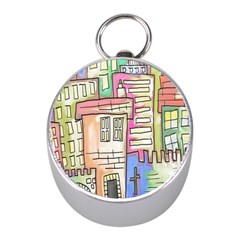 A Village Drawn In A Doodle Style Mini Silver Compasses by BangZart
