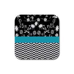 Flowers Turquoise Pattern Floral Rubber Square Coaster (4 Pack)  by BangZart