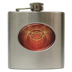 The Rusty Red Fractal Scarab Of Fiery Old Man Ra Hip Flask (6 Oz) by jayaprime
