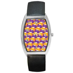 Purple And Yellow Abstract Pattern Barrel Style Metal Watch by paulaoliveiradesign