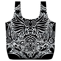 Tattoo Tribal Owl Full Print Recycle Bags (l)  by Valentinaart