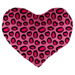 Cute Pink Animal Pattern Background Large 19  Premium Flano Heart Shape Cushions by TastefulDesigns