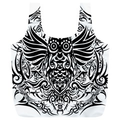 Tattoo Tribal Owl Full Print Recycle Bags (l)  by Valentinaart