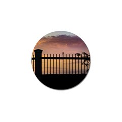 Small Bird Over Fence Backlight Sunset Scene Golf Ball Marker (4 Pack) by dflcprints