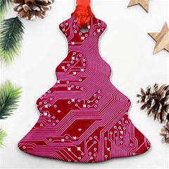 Pink Circuit Pattern Christmas Tree Ornament (two Sides) by BangZart