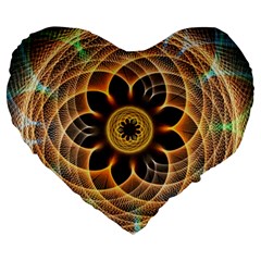 Mixed Chaos Flower Colorful Fractal Large 19  Premium Heart Shape Cushions by BangZart