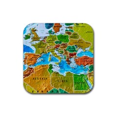 World Map Rubber Coaster (square)  by BangZart