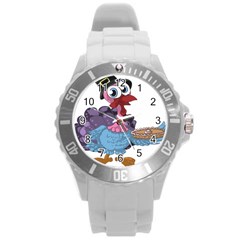 Turkey Animal Pie Tongue Feathers Round Plastic Sport Watch (l) by Nexatart