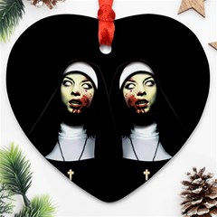 Horror Nuns Heart Ornament (two Sides) by Valentinaart