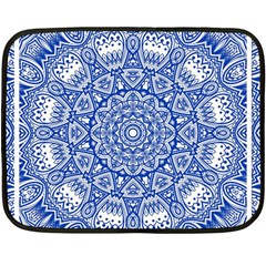 Blue Mandala Art Pattern Fleece Blanket (mini) by paulaoliveiradesign