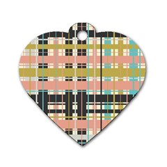 Plaid Pattern Dog Tag Heart (two Sides) by linceazul