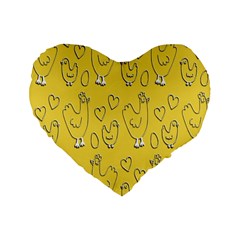 Chicken Chick Pattern Wallpaper Standard 16  Premium Flano Heart Shape Cushions by Nexatart