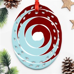 Double Spiral Thick Lines Blue Red Ornament (oval Filigree) by Mariart