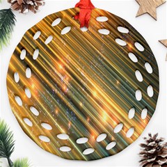 Golden Blue Lines Sparkling Wild Animation Background Space Ornament (round Filigree) by Mariart