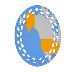 Map Transform World Ornament (oval Filigree) by Mariart