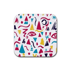Eye Triangle Wave Chevron Red Yellow Blue Rubber Coaster (square)  by Mariart