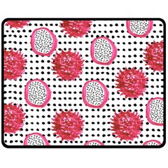 Fruit Patterns Bouffants Broken Hearts Dragon Polka Dots Red Black Fleece Blanket (medium)  by Mariart