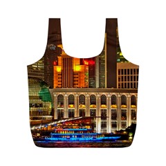 Shanghai Skyline Architecture Full Print Recycle Bags (m)  by BangZart