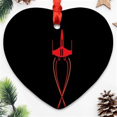 Ship Space Spaceship Heart Ornament (two Sides) by Nexatart