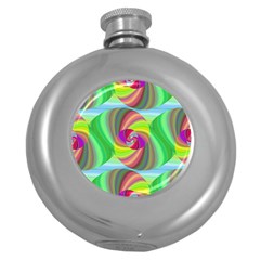 Seamless Pattern Twirl Spiral Round Hip Flask (5 Oz) by Nexatart