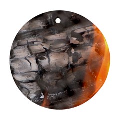 Fireplace Flame Burn Firewood Round Ornament (two Sides) by Nexatart