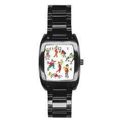 Golfers Athletes Stainless Steel Barrel Watch by Nexatart