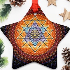 Cosmik Triangle Space Rainbow Light Blue Gold Orange Ornament (star) by Mariart