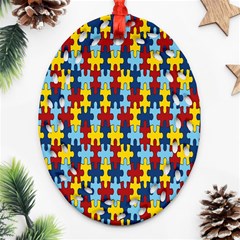 Fuzzle Red Blue Yellow Colorful Ornament (oval Filigree) by Mariart