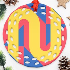 Rainbow Sign Yellow Red Blue Retro Round Filigree Ornament (two Sides) by Mariart