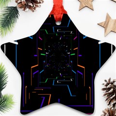 Seamless 3d Animation Digital Futuristic Tunnel Path Color Changing Geometric Electrical Line Zoomin Ornament (star) by Mariart