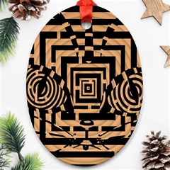 Wooden Cat Face Line Arrow Mask Plaid Ornament (oval) by Mariart