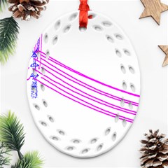 Electricty Power Pole Blue Pink Ornament (oval Filigree) by Mariart