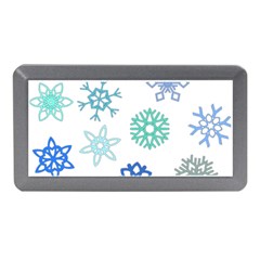Snowflakes Blue Green Star Memory Card Reader (mini) by Mariart