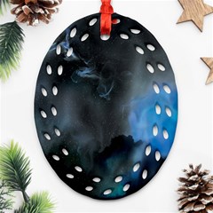 Space Star Blue Sky Ornament (oval Filigree) by Mariart