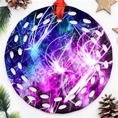 Space Galaxy Purple Blue Round Filigree Ornament (two Sides) by Mariart