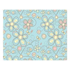 Flower Blue Butterfly Bird Yellow Floral Sexy Double Sided Flano Blanket (large)  by Mariart
