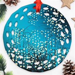 Flower Back Leaf River Blue Star Ornament (round Filigree) by Mariart