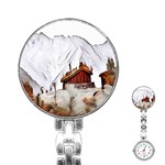 french coffee style abstract art Stainless Steel Nurses Watch Front