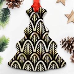 Art Deco Gold Black Shell Pattern Christmas Tree Ornament (two Sides) by NouveauDesign