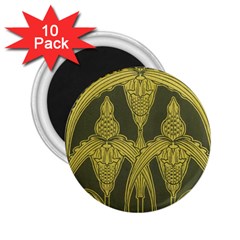 Art Nouveau Green 2 25  Magnets (10 Pack)  by NouveauDesign