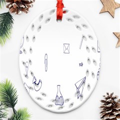 Formulas Laboratories Formulas Mathematics Chemistry Blue Ornament (oval Filigree) by Mariart